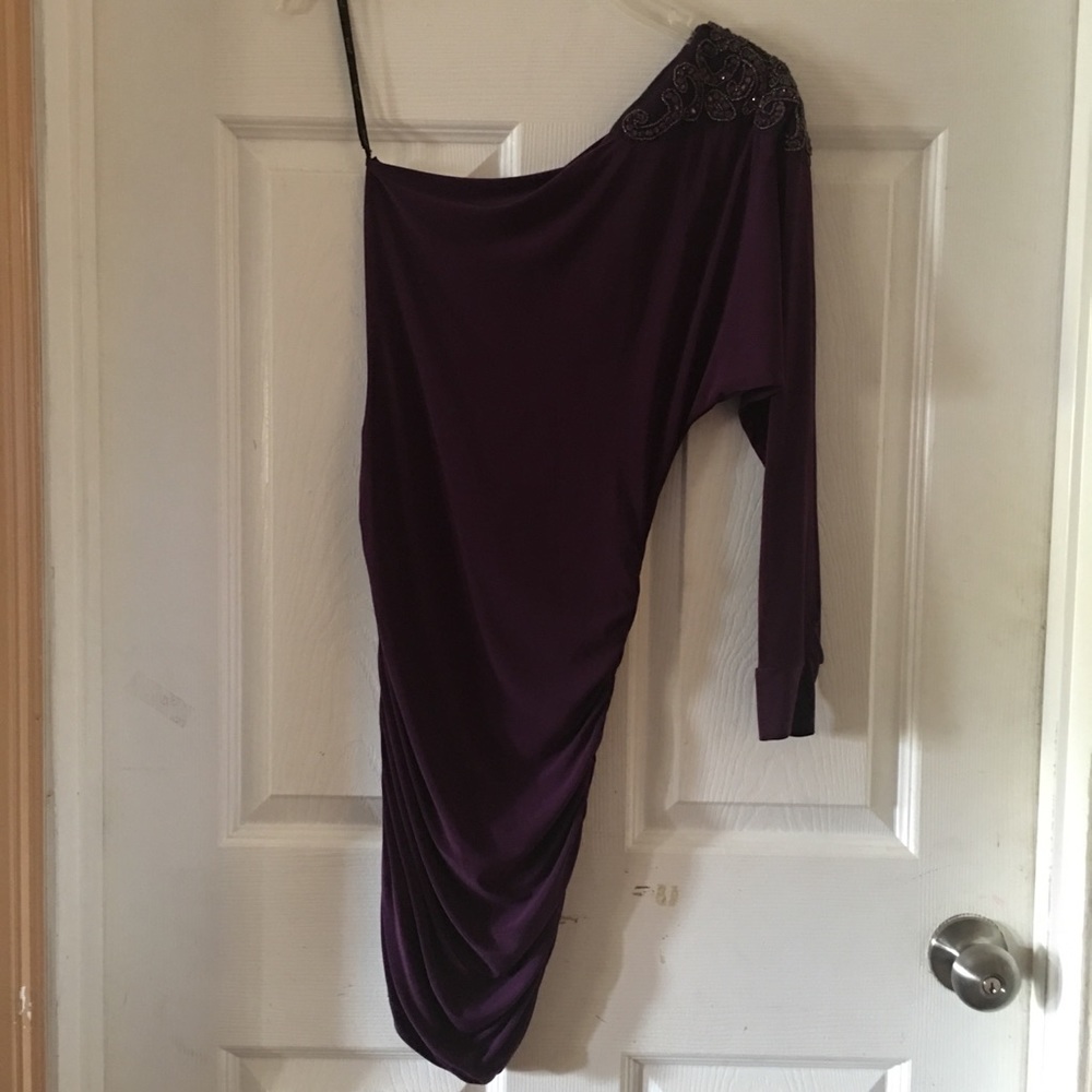 Papaya | ruched plum color dress